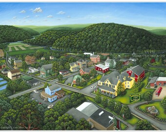 Village of Newtown - Limited Edition Print, signed by the artist