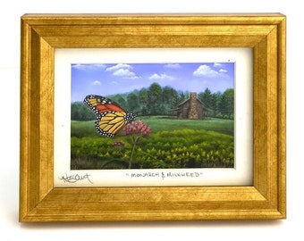 Monarch & Milkweed - 2x3 miniature giclee print (3x5 framed)