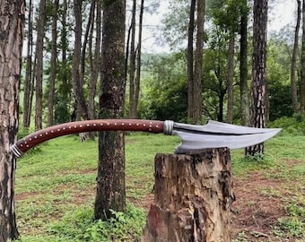 34 '' Holzausschnitt Wikinger Axt | Handgefertigte Klinge aus Kohlenstoffstahl |Jagd Camping Axt, Geschenk für Ihn
