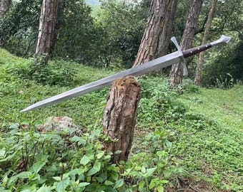 Handgeschmiedetes Schwert aus Kohlenstoffstahl | 92 cm Full Tang Klinge mit Rosenholzgriff