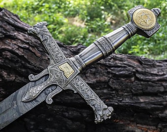 Handgefertigtes Damaststahl King Solomon Schwert | Davidstern Pommel Jubiläumsgeschenk, Bestes Hochzeitsgeschenk Weihnachtsgeschenke