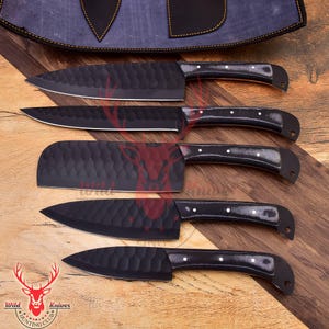 5-teiliges handgeschmiedetes Damast-Kochset | Damast Küchenmesser | Damaszener Kochmesser Set | DAMASKUS Koch Set | Weihnachten Geschenk | GOOMSMAN Geschenk