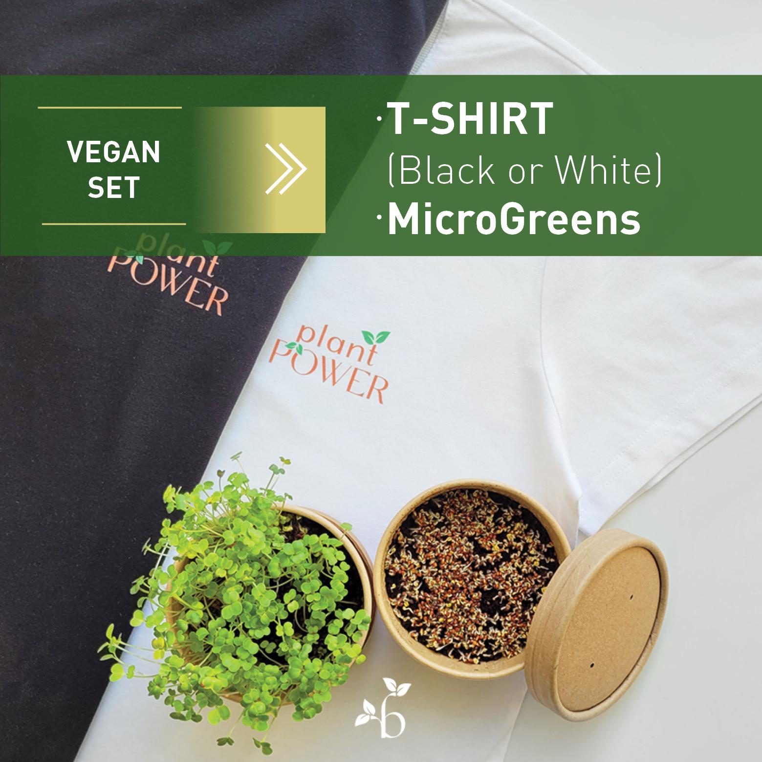 Vegan Gift Set | Plant Power / Vegan Taste T-Shirt + Microgreens Growing Cup
