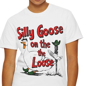 Koszulka Quirky Silly Goose: Zabawna koszulka z grafiką z ptakami, zabawna, swobodna, unisexowa odzież, nowatorskie zwierzęce ubrania