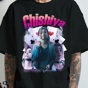 Chishiya Alice in Borderland Graphic Tee,Unisex Otaku Streetwear for Netflix,Anime Fans,Chishiya 90&#39;s Retro Design Graphic Tee