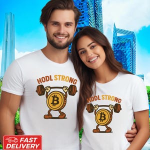 Camiseta Bitcoin, Camiseta Hodl Strong com Criptomoedas, Camisa Unissex de Algodão, Blusa com Logotipo do Bitcoin, Vestuário Criptomoeda