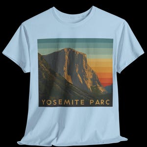 T-shirt unisexe en coton épais Yosemite Adventure, coupe décontractée, cadeau pour les amateurs de plein air, motif nature, randonnée