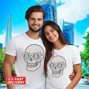 Bitcoin T-Shirt,Kryptowährung,Unisex Baumwollshirt,Bitcoin Logo Top,Krypto Bekleidung,Farbshirt Scull