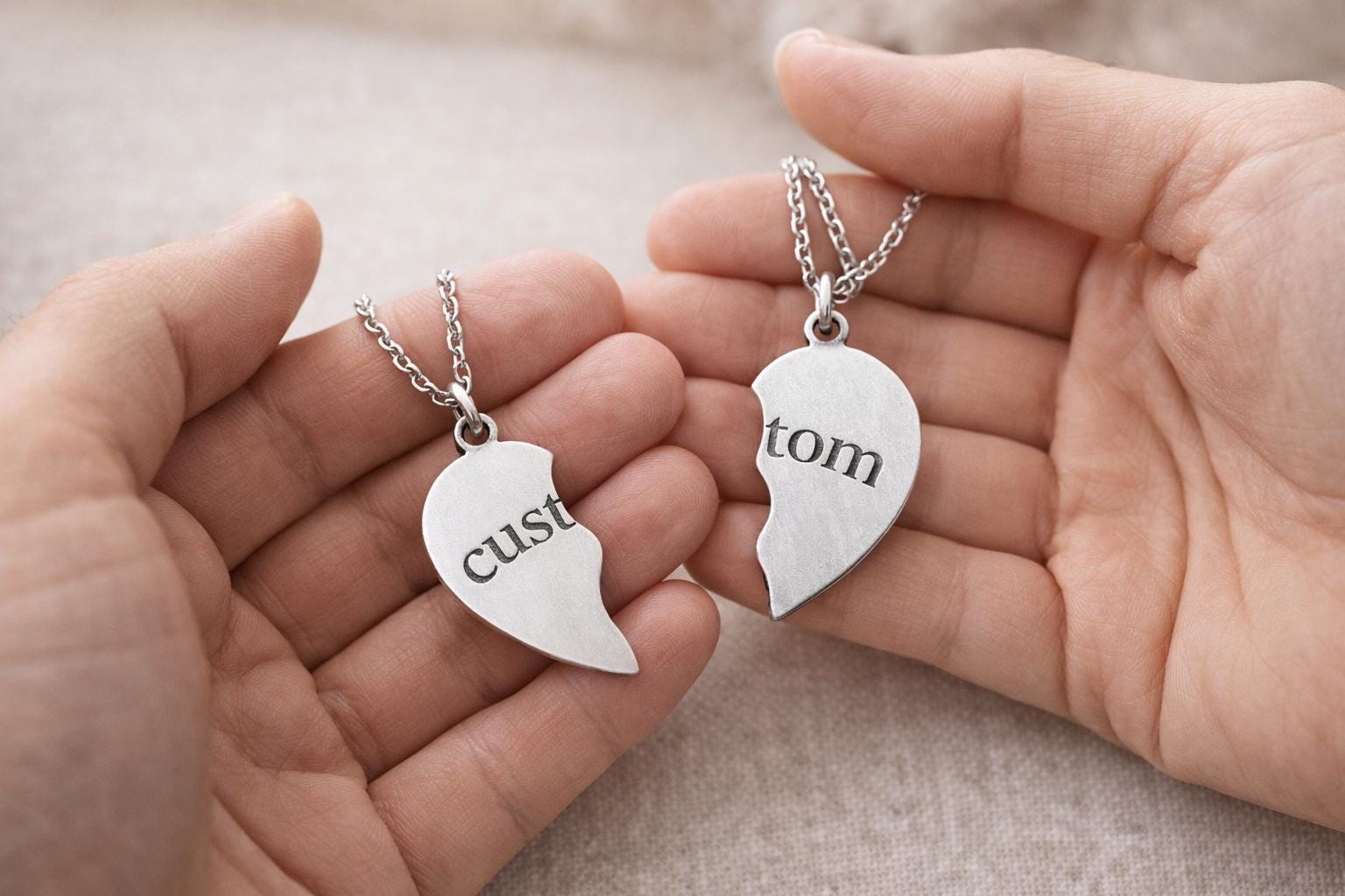 Ciondolo Cuore Spezzato Argento925 da dividere e formare due collane + INCISIONE