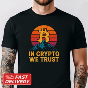 Camiseta Bitcoin INCRYPTO WE TRUST, Camiseta Criptomoeda, Vestuário Cripto, Camisa Unissex de Algodão, Blusa com Logotipo Bitcoin