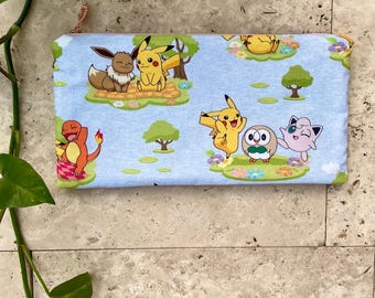 Handmade Top-Opening Pouch: Pokémon Kids Pencil Case with Unicorn Zipper