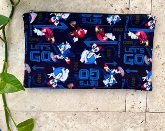 Handmade Sonic Fabric Pencil Case: Kids Toy Storage Pouch