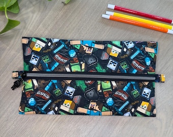 Handmade Front-Opening Pencil Case: Mine Craft