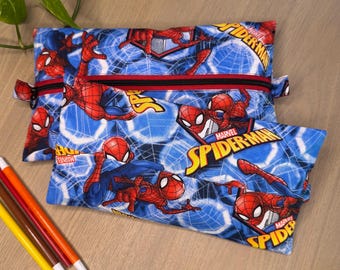 Handmade Spider Man Fabric Pencil Case: Front-Opening Zipper Pouch