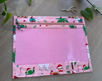 Vinyl Front Project Bag: Christmas Fabric
