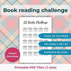 Seguimiento de lectura de libros de verano para adultos, desafío de lectura de 25 libros imprimible, registro de lectura, página de diario de lectura, seguimiento de lectura, tamaño carta (A4, A5, EE. UU.)