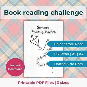 Rastreador de lectura de libros de verano para niños, desafío de lectura de 15 libros imprimible, registro de lectura, página de diario de lectura, rastreador de lectura, tamaño carta A4 A5 EE. UU.