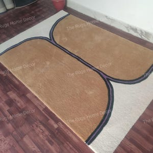 Minimalist Beige Modern Abstract Irregular Shape Woolen Hand Tufted Designer Area Rug for Living Room Bedroom Office 5x8 6x9 8x10 9x12 10x14