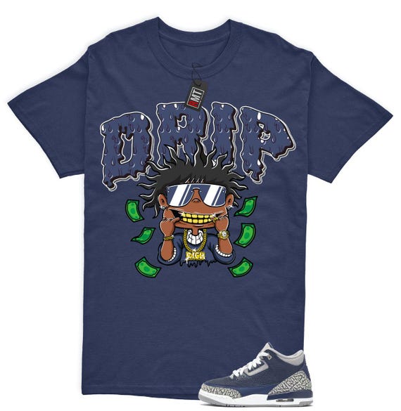Jordan Georgetown Midnight Navy Match T-shirt, Drip Tee Matching