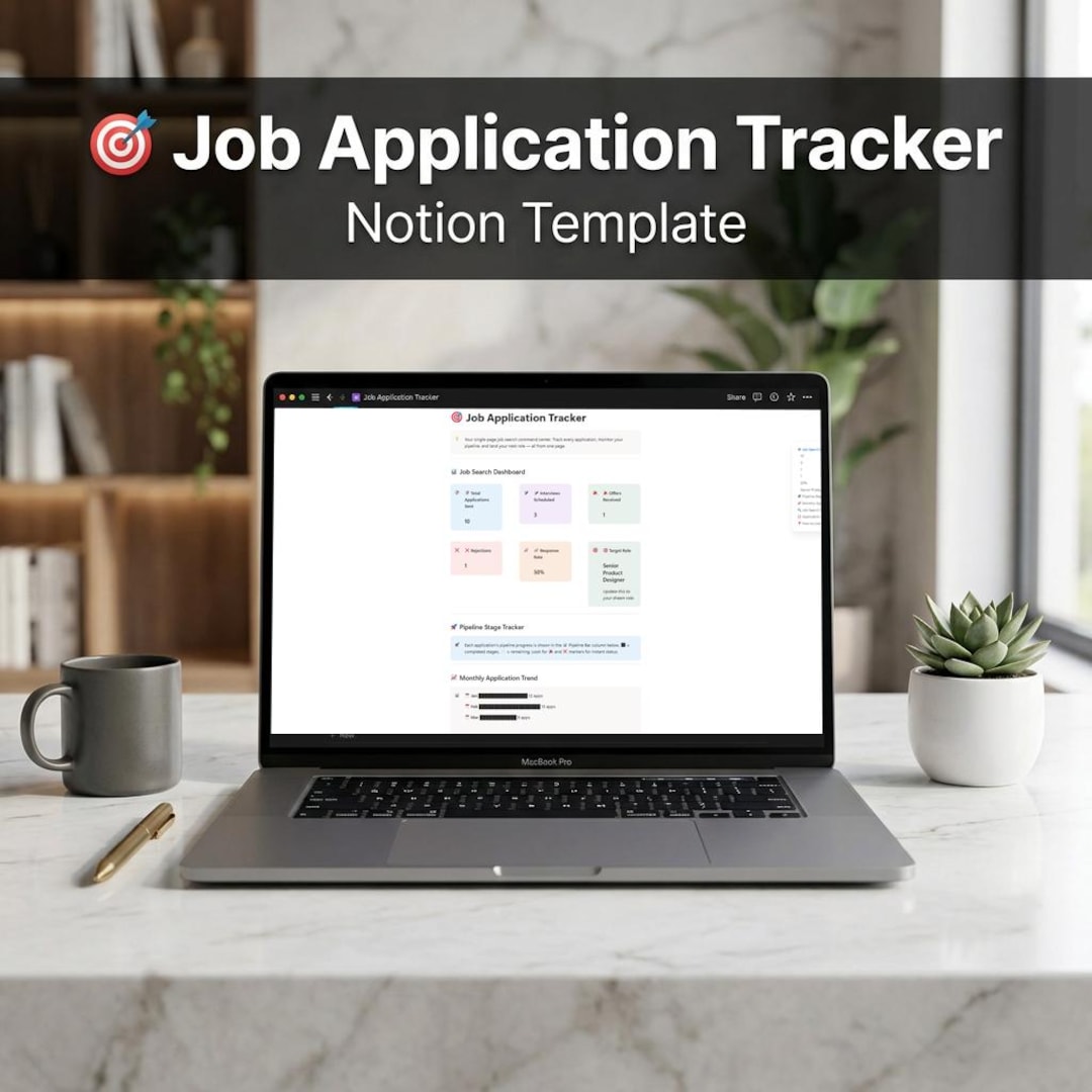 Job Application Tracker Notion Template, Job Search Planner, Interview ...