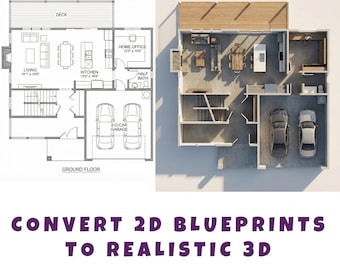 Renderizado de planos de planta 3D / Visualización realista (Servicio digital)