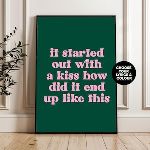 Custom Song Lyrics Print - Colourful Music Poster - Favourite Song Gifts - Music lover gift - Choose your own Song Colour & Lyrics - Digital