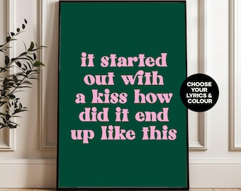 Custom Song Lyrics Print - Colourful Music Poster - Favourite Song Gifts - Music lover gift - Choose your own Song Colour & Lyrics - Digital