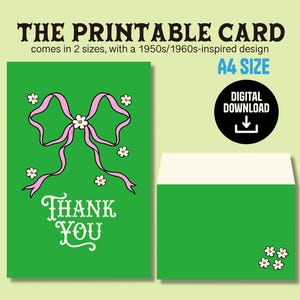 Cartões de agradecimento para impressão, cartões em branco, cartões postais com design vintage, designs inspirados nos anos 60, cartões de agradecimento para uso pessoal.