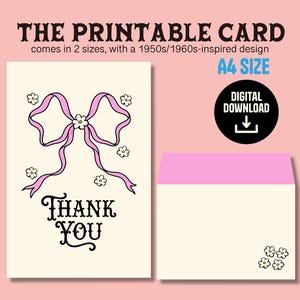 Cartões de agradecimento para impressão, cartões em branco, cartões postais com design vintage, designs inspirados nos anos 60, cartões de agradecimento para uso pessoal.