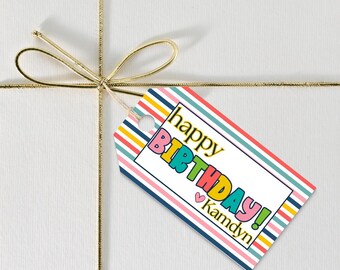 Happy Birthday Gift Tags | Personalized Tags | Custom Birthday Gift Tags Tags | 2x3.5” Double‑Sided