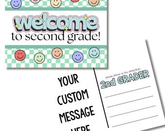 Retro Smiley Teacher Postcard – Personalized Back to School Happy Mail