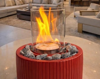 Red Tabletop Fireplace, Smokeless Portable Fire Pit, Indoor Outdoor Decor, lover gifts, Mom Gifts