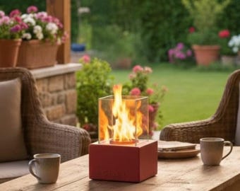 Tabletop Red Fireplace, fire pit, Smokeless, Odorless Portable Firepit, Indoor Outdoor Decor, Mom Gift