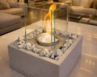 Concrete Tabletop Fireplace, Portable Bio Fire Pit, Indoor Outdoor Decor, Personalized gift