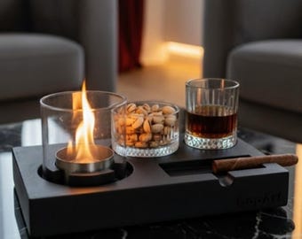 Tabletop Black Fireplace, fire pit, Smokeless, Odorless Portable Firepit Indoor Outdoor Decor, Boss Gift