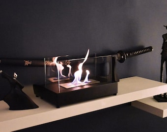Modern Small Fire Pit, Indoor Outdoor Fire Feature, Elegant rectangle Glass Table Fireplace, Gift