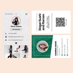 Sjabloon voor bewerkbare visitekaartjes voor canva: LG Property & Social Media Design met QR-code, moderne professionele lay-out