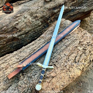 Merlin Excalibur Replica Sword | Engraved Medieval Knight Display Sword with Sheath image 3