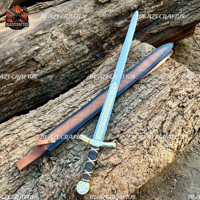 Merlin Excalibur Replica Sword | Engraved Medieval Knight Display Sword with Sheath image 3