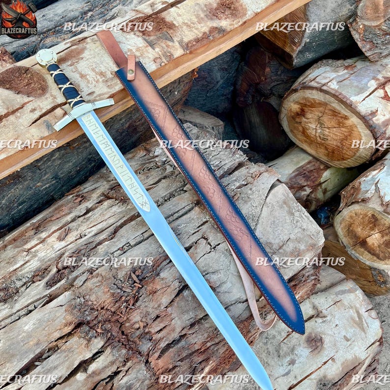 Merlin Excalibur Replica Sword | Engraved Medieval Knight Display Sword with Sheath image 2