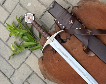 Accolade Sword – Knights Templar Inspired Medieval Sword, Decorative Collectible, Historical Display, Costume Prop