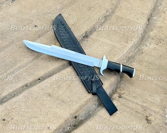 Handmade Predator Movie Knife - Jack Crain Replica with Leather Sheath