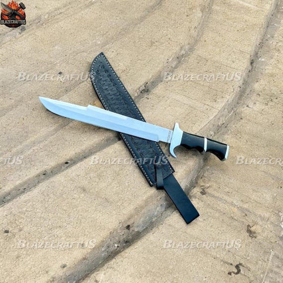 Handmade Predator Movie Knife - Jack Crain Replica with Leather Sheath