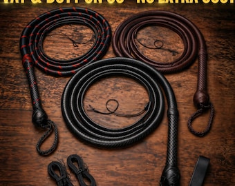 16 Plait Leather Bullwhip | Heavy Duty Cowhide | Indiana Jones, Zorro Cosplay Prop