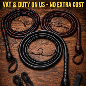 Látigo de cuero trenzado de 16 hebras / Piel de vaca resistente / Accesorio para cosplay de Indiana Jones y Zoroo