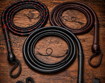 16 Plait Leather Bullwhip | Heavy Duty Cowhide | Indiana Jones, Zoroo Cosplay Prop