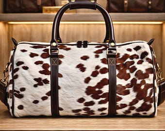 Hair on Hide Leather Duffle Bag - Personalized Western Weekender