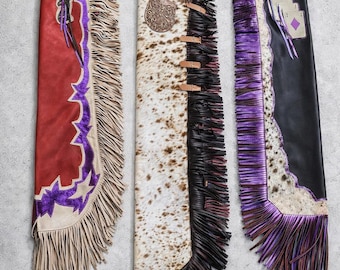 Custom Hand-Tooled Leather Western Chaps | Cowboy Rodeo Chaps | Made-to-Measure