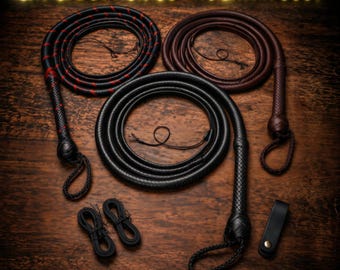 16-flechtige Bullenpeitsche aus Leder | Robustes Rindsleder | Indiana Jones, Zorro Cosplay Requisite