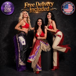 Hand Tooled Leather Chaps | Western Cowboy Rodeo Fringe Riding (Made to Measure)